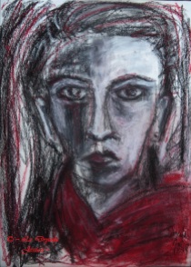 ~ The red scarf ~ Aux Pastels Secs 2017 ~